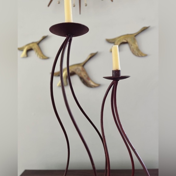 wrought iron candle stick pair - Picture 5 of 6